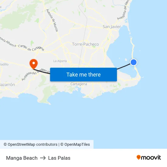 Manga Beach to Las Palas map