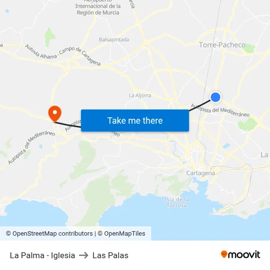 La Palma - Iglesia to Las Palas map