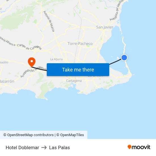 Hotel Doblemar to Las Palas map
