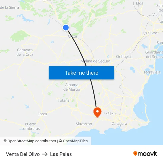 Venta Del Olivo to Las Palas map