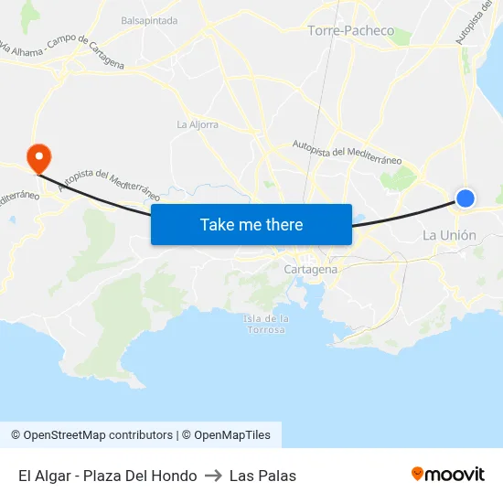 El Algar - Plaza Del Hondo to Las Palas map