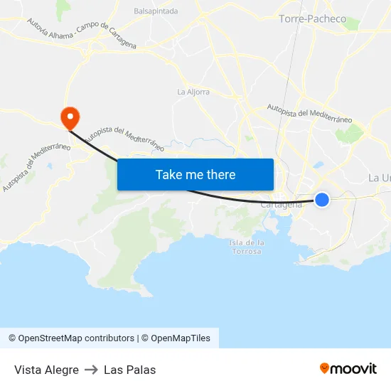 Vista Alegre to Las Palas map