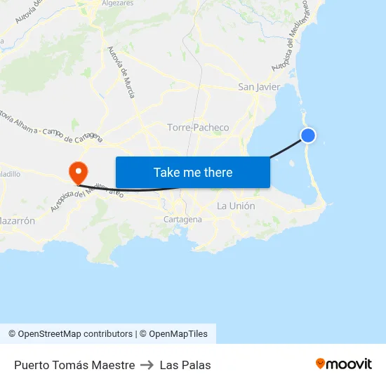 Puerto Tomás Maestre to Las Palas map