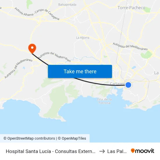 Hospital Santa Lucía - Consultas Externas to Las Palas map