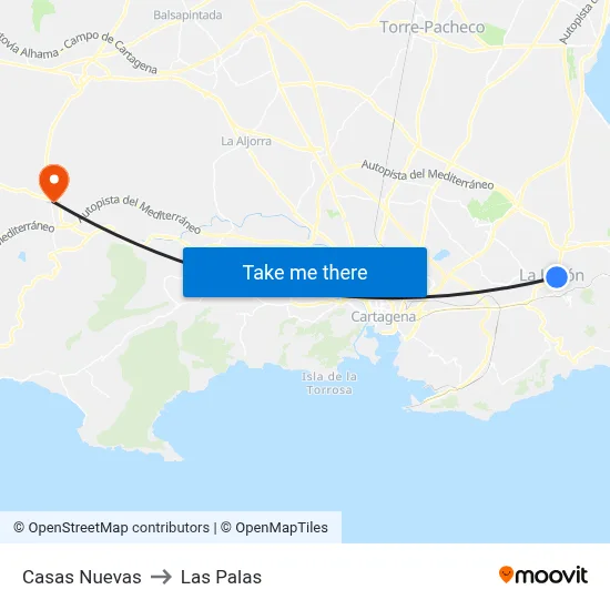 Casas Nuevas to Las Palas map