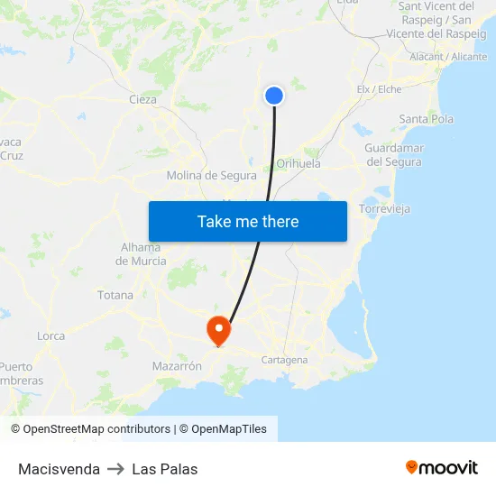 Macisvenda to Las Palas map
