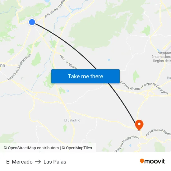 El Mercado to Las Palas map