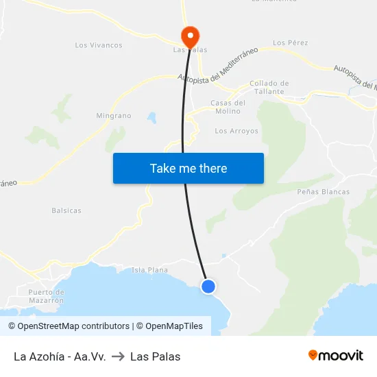 La Azohía - Aa.Vv. to Las Palas map