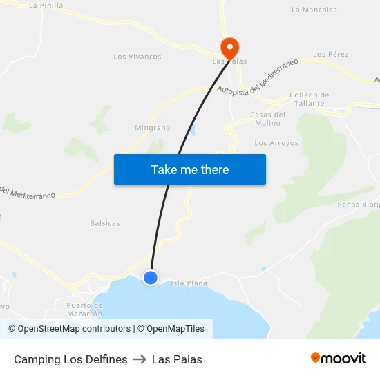 Camping Los Delfines to Las Palas map