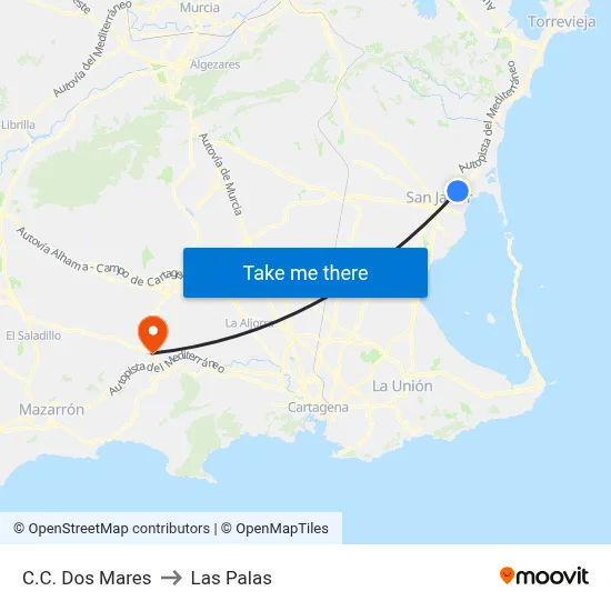 C.C. Dos Mares to Las Palas map