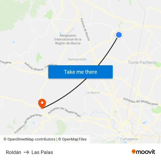 Roldán to Las Palas map