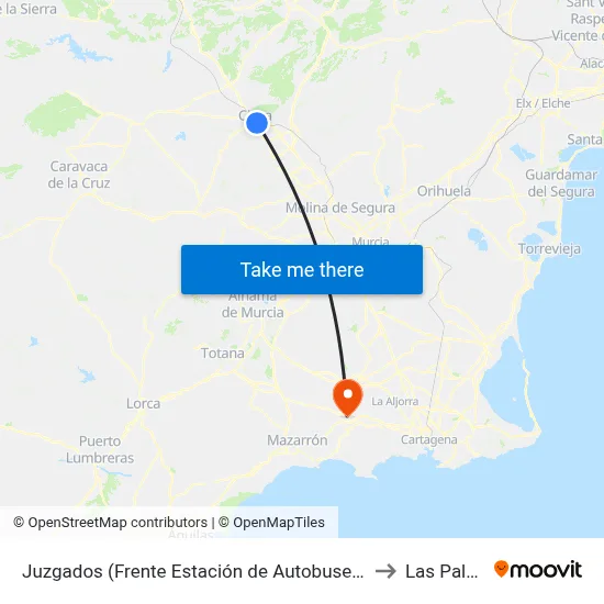 Juzgados (Frente Estación de Autobuses) to Las Palas map