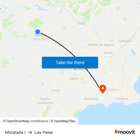 Moratalla I to Las Palas map