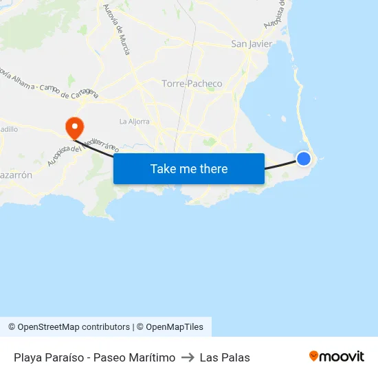 Playa Paraíso - Paseo Marítimo to Las Palas map