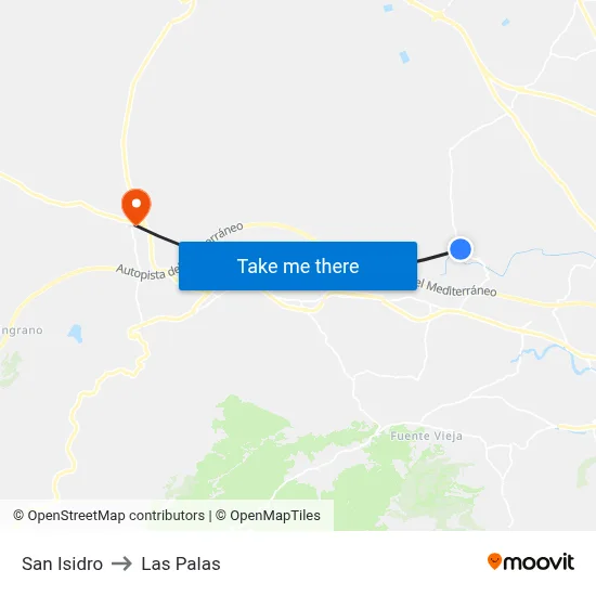 San Isidro to Las Palas map