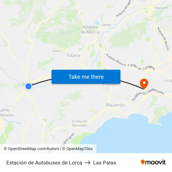Estación de Autobuses de Lorca to Las Palas map