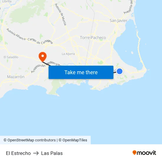 El Estrecho to Las Palas map