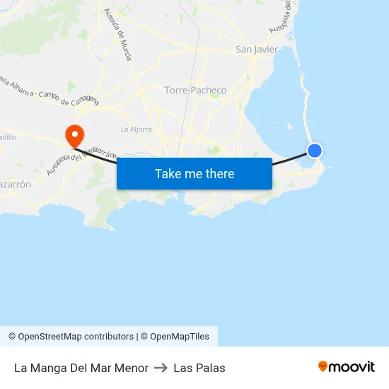 La Manga Del Mar Menor to Las Palas map