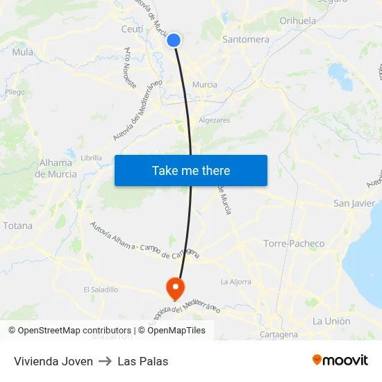 Vivienda Joven to Las Palas map