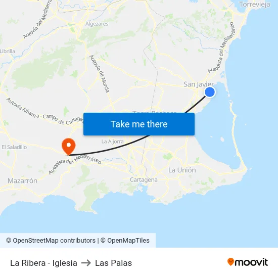 La Ribera - Iglesia to Las Palas map