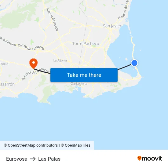 Eurovosa to Las Palas map