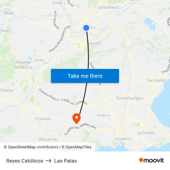 Reyes Católicos to Las Palas map