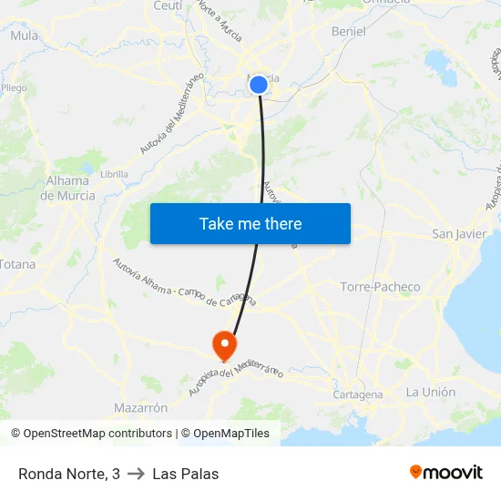 Ronda Norte, 3 to Las Palas map