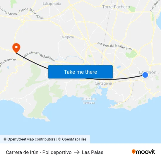 Carrera de Irún - Polideportivo to Las Palas map