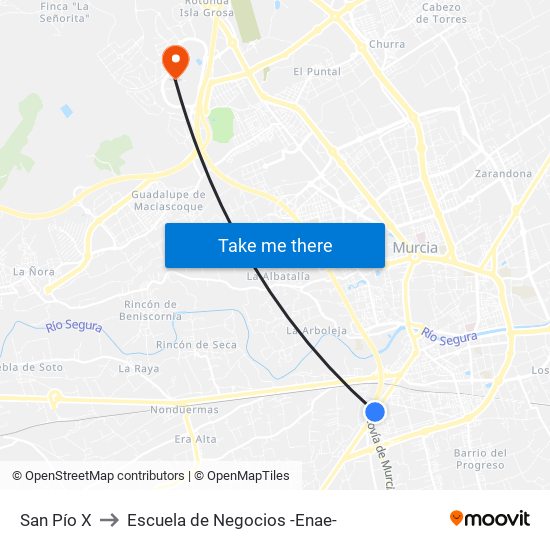 San Pío X to Escuela de Negocios -Enae- map