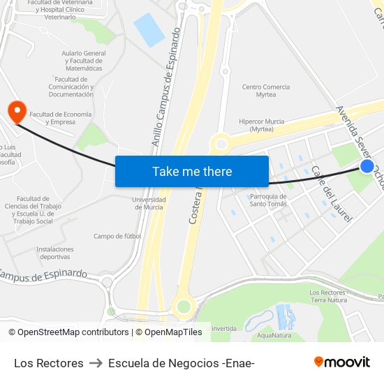 Los Rectores to Escuela de Negocios -Enae- map