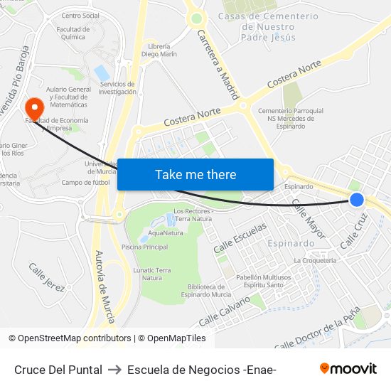 Cruce Del Puntal to Escuela de Negocios -Enae- map