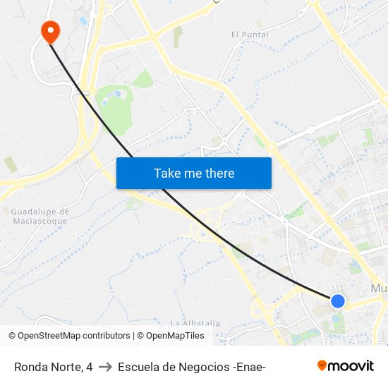 Ronda Norte, 4 to Escuela de Negocios -Enae- map