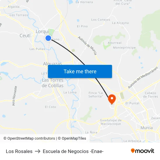 Los Rosales to Escuela de Negocios -Enae- map