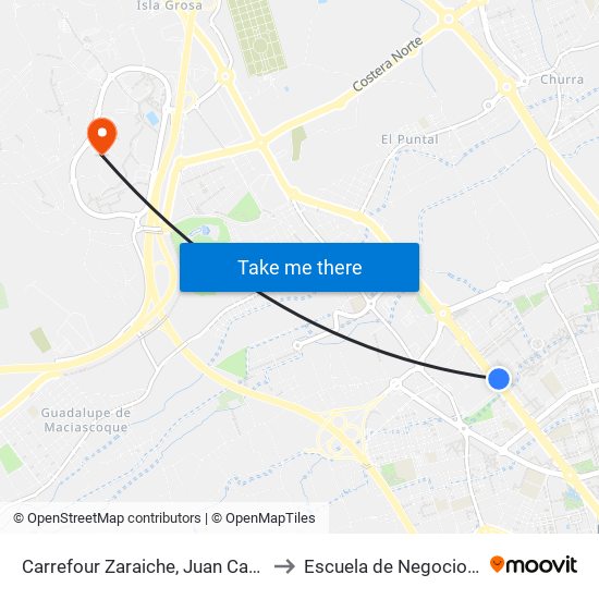 Carrefour Zaraiche, Juan Carlos I (Par) to Escuela de Negocios -Enae- map