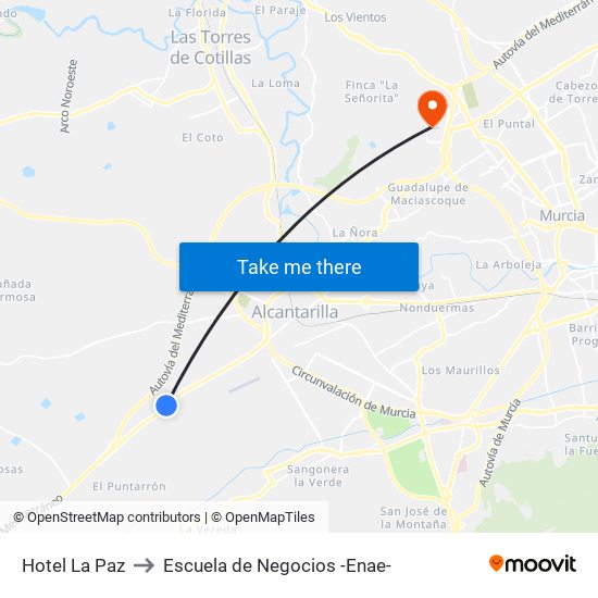 Hotel La Paz to Escuela de Negocios -Enae- map