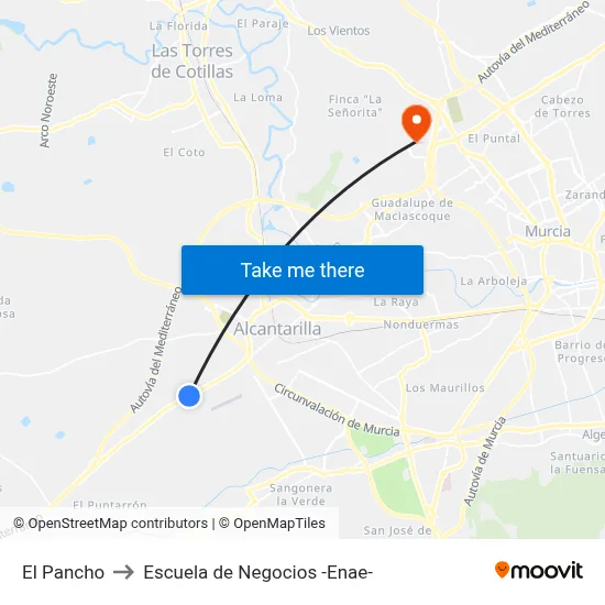 El Pancho to Escuela de Negocios -Enae- map