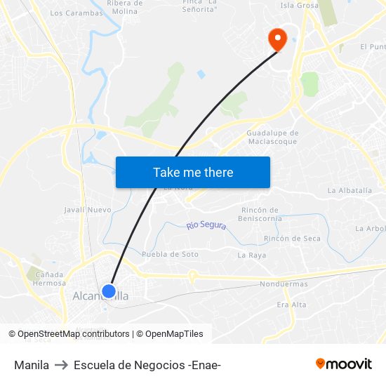 Manila to Escuela de Negocios -Enae- map