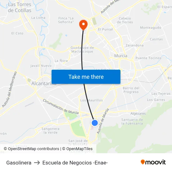 Gasolinera to Escuela de Negocios -Enae- map