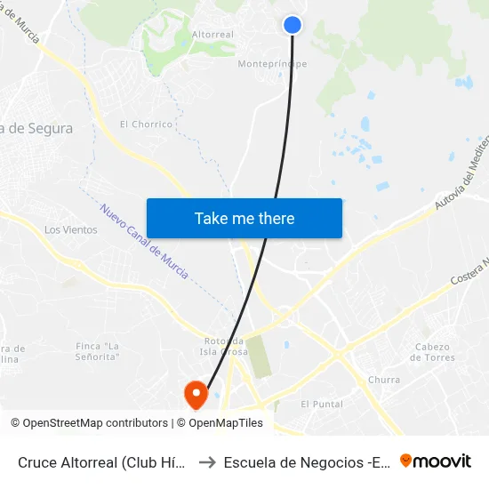 Cruce Altorreal (Club Hípico) to Escuela de Negocios -Enae- map