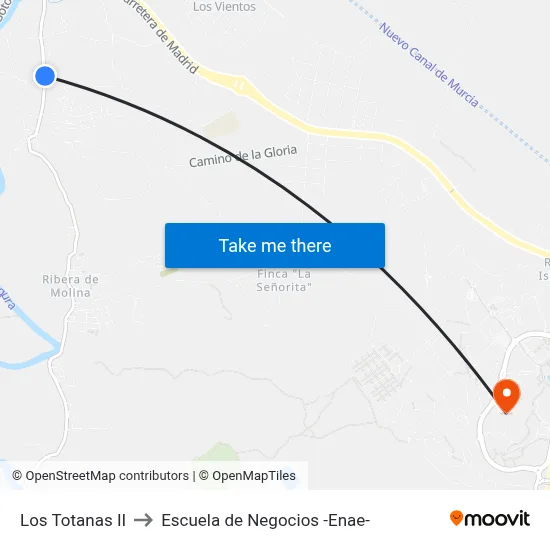 Los Totanas II to Escuela de Negocios -Enae- map