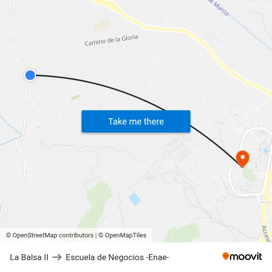 La Balsa II to Escuela de Negocios -Enae- map