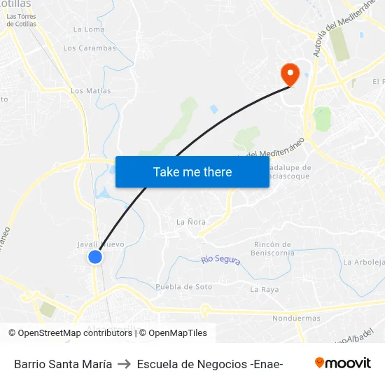 Barrio Santa María to Escuela de Negocios -Enae- map