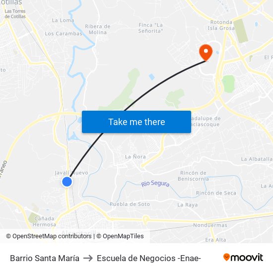 Barrio Santa María to Escuela de Negocios -Enae- map