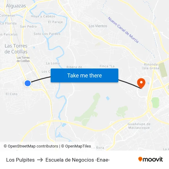 Los Pulpites to Escuela de Negocios -Enae- map