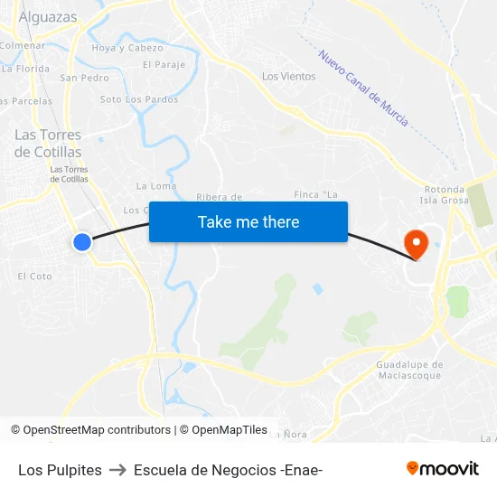Los Pulpites to Escuela de Negocios -Enae- map