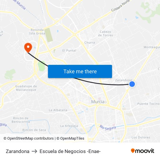 Zarandona to Escuela de Negocios -Enae- map