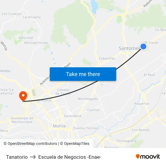 Tanatorio to Escuela de Negocios -Enae- map