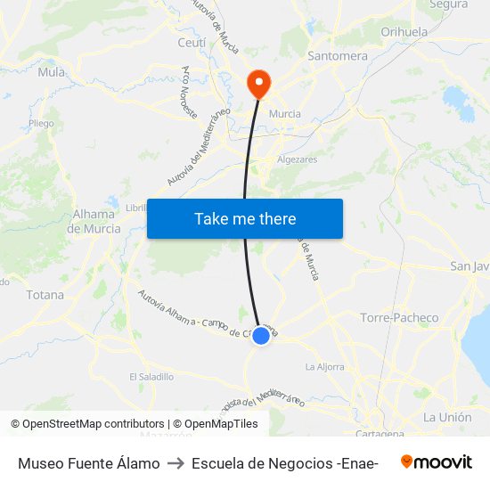 Museo Fuente Álamo to Escuela de Negocios -Enae- map