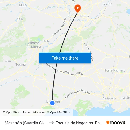 Mazarrón (Guardia Civil) to Escuela de Negocios -Enae- map