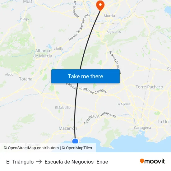 El Triángulo to Escuela de Negocios -Enae- map